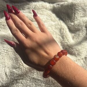 Carnelian & Sardonyx Crystal Bracelet – 10mm Beads | 7.5” | Empowering Energy |